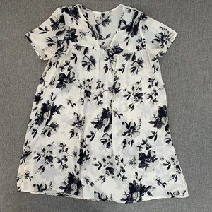 Rokoko Floral Flowy Chiffon Dress Relaxed Fit Small Polyester Short Sleeve Vneck